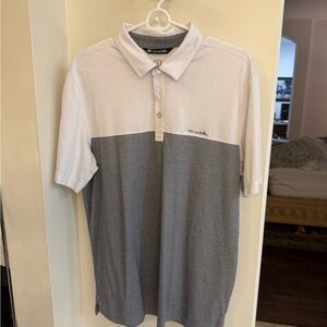 Travis Mathew White and Gray Polo Shirt
